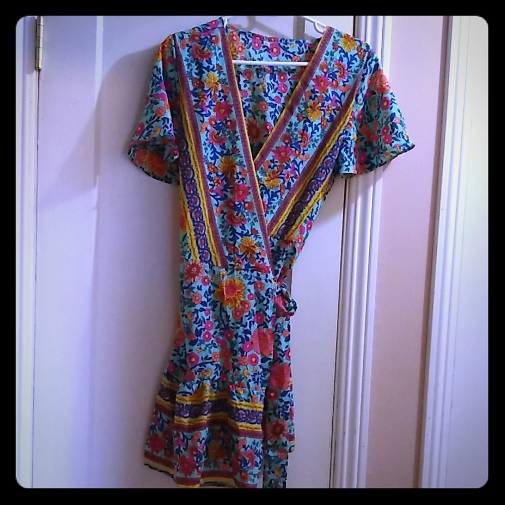 Floral Mini Wrap Dress